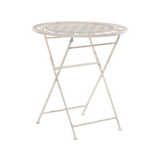 Stolik ogrodowy metalowy ø 70 cm beżowy TRIESTE