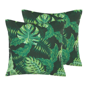 Zestaw 2 poduszek ogrodowych w liście 45 x 45 cm zielony FUNO
