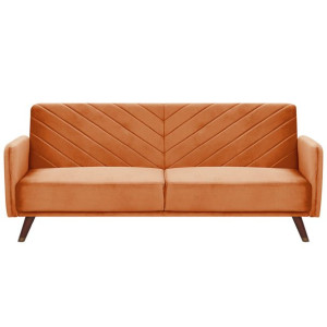 Sofa rozkładana welurowa pomarańczowa SENJA