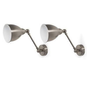 Zestaw 2 lamp ściennych metalowych srebrny MISSISSIPPI