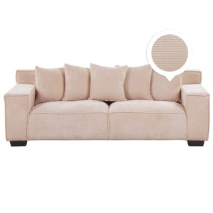 Sofa 3-osobowa sztruksowa beżowa VISKAN