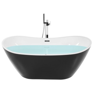 Wanna wolnostojąca LED z hydromasażem 180 x 85 cm czarna ANTIGUA