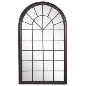 Metalowe lustro ścienne okno 77 x 130 cm czarne TREVOL