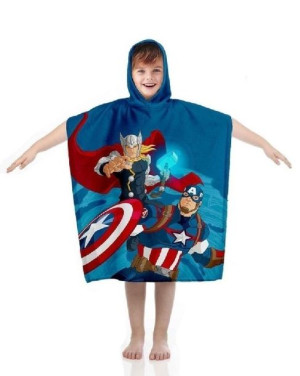 Ręcznik bawełniany ponczo z kapturem 55x110 Avengers