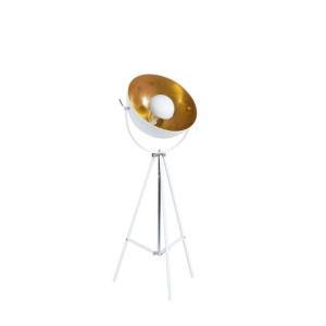 Lampa podłogowa metalowa biało-złota THAMES II