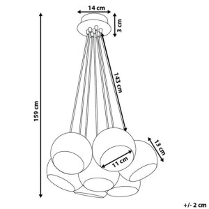 Lampa wisząca 7 kloszy metalowa miedziana OLZA