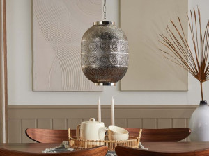 Lampa wisząca metalowa srebrna MARINGA