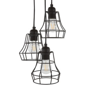 Lampa wisząca 3-punktowa metalowa czarna PECWAN
