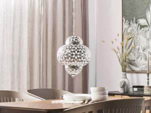 Lampa wisząca metalowa srebrna BANDAMA