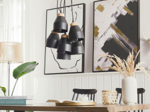 Lampa wisząca 6 kloszy metalowa czarna CESTOS