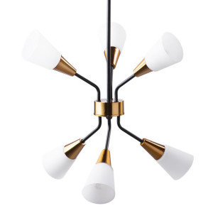 Lampa wisząca 6-punktowa szklana biało-złota AROYO