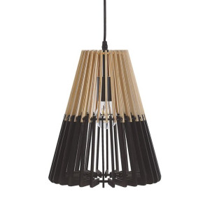 Lampa wisząca jasne drewno czarny CAVALLA