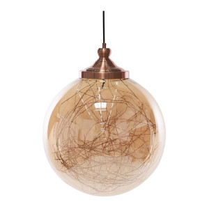 Lampa wisząca szklana miedziana BENI duża