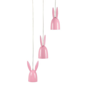 Lampa wisząca 3 klosze metalowa różowa RABBIT