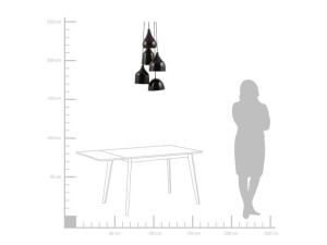 Lampa wisząca 5 kloszy metalowa czarna SAVIO