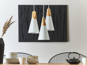Lampa wisząca 3 klosze metalowa biała TICINO