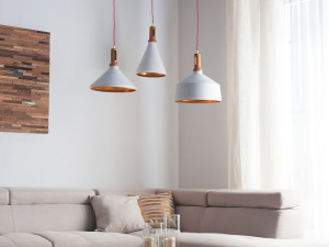 Lampa wisząca metalowa biała MACKENZIE