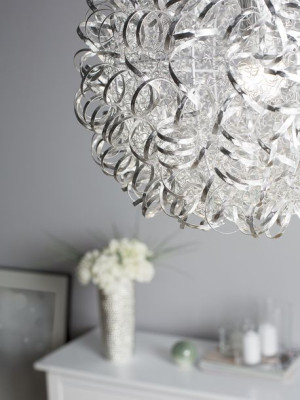 Lampa wisząca metalowa srebrna MALAS