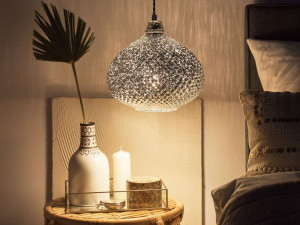 Lampa wisząca szklana srebrna MADON
