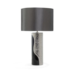 Lampka nocna porcelanowa czarno-srebrna AIKEN
