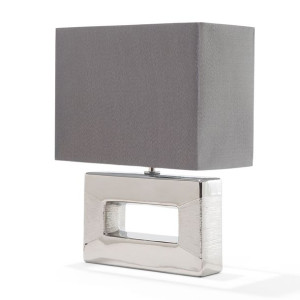 Lampka nocna porcelanowa srebrna ONYX
