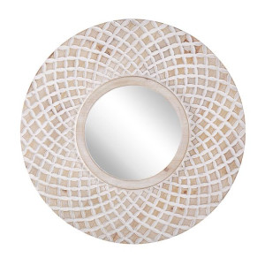 Okrągłe lustro ścienne ø 60 cm jasne drewno POMARO
