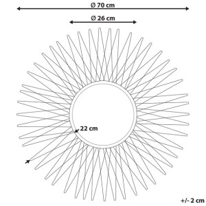 Metalowe lustro ścienne słońce ø 70 cm złote SAUMU