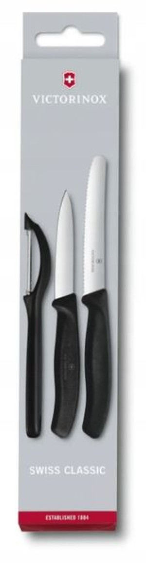 Zestaw noży + obieraczka Victorinox czarny stal