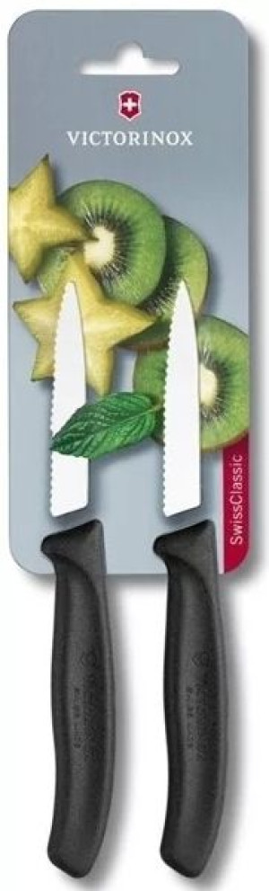 Zestaw noży Victorinox ząbkowany 8cm czarny 2szt