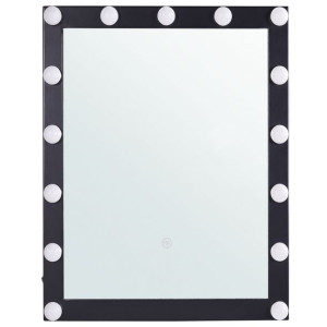 Metalowe lustro ścienne LED 50 x 60 cm czarne ODEN