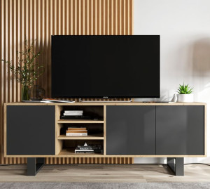 Szafka RTV Loft Komoda RTV Loft Industrialna Czarny MAT 150 cm