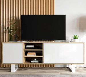 Szafka RTV Loft Industrialna Komoda RTV Loft Dąb wotan biały MAT 150 cm
