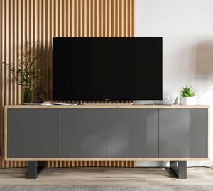 Szafka RTV Loft Industrialna Dąb wotan grafit MAT komoda RTV Loft 150 cm