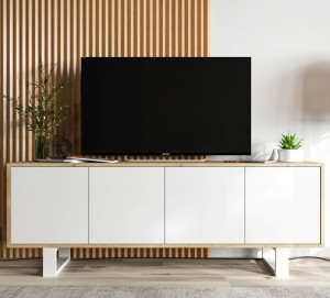 Szafka RTV Loft Industrialna komoda RTV Loft Wotan biały Mat 150 cm