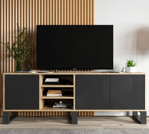 Szafka RTV Komoda RTV Loft Industrialna 150 cm Wotan czarny MAT
