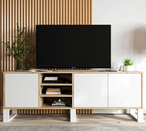 Szafka RTV Loft komoda RTV Industrialna Loft 150 cm Dąb wotan biały MAT