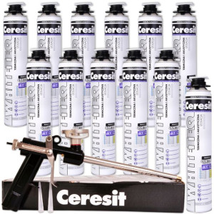 Pianka Piana Pistoletowa Ceresit White Teq 750ml 12szt + Pistolet Do Piany