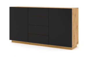 Komoda AURA 2D4S 164 cm  dąb artisan / czarny