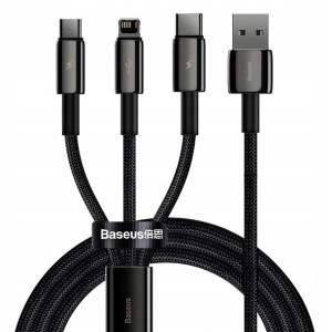 Kabel USB 3w1 Baseus Tungsten Gold 3.5A 1.5m