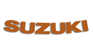 Wycinana naklejka SUZUKI zakrzywiona brązowa