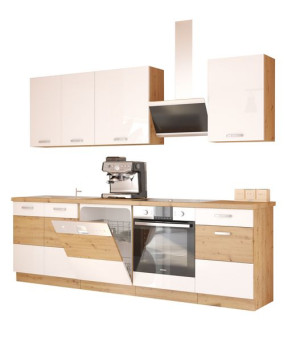 Meble kuchenne biały + dąb artisan 250cm BEZ BLATU
