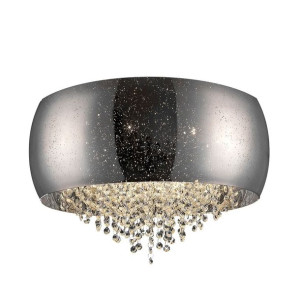 Glamour lampa sufitowa Vista okrągły plafon z kryształkami srebrny