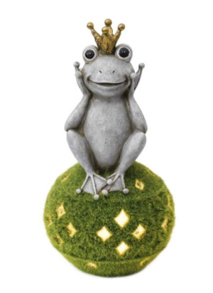 Żaba Z Koroną Na Trawie Lampka Ozdobna Ogrodowa