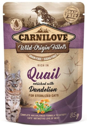 Carnilove Cat Quail & Dandelion Sterilised - przepiórka i mniszek saszetka