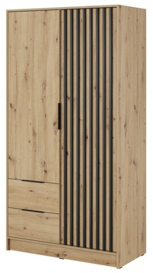 Dwudrzwiowa szafa ARAN z lamelami - Dąb Artisan