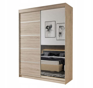 Szafa Z Lustrem 120 Cm - Dąb Sonoma Szafa Do Sypialni Pokoju Salonu
