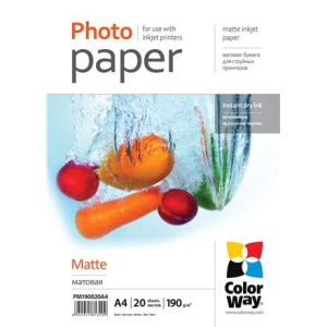 Colorway Matte Photo Paper, 20 Sheets, A4, 190 G/m²