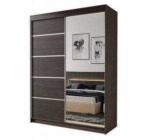 Szafa Z Lustrem 120 Cm - Wenge Szafa Do Sypialni Pokoju Salonu