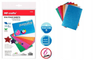 Brokatowe arkusze piankowe EVA, A4, 6szt, 2mm