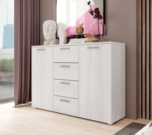 Komoda GALAXY Abisko ash  Biała 4 - Szuflady